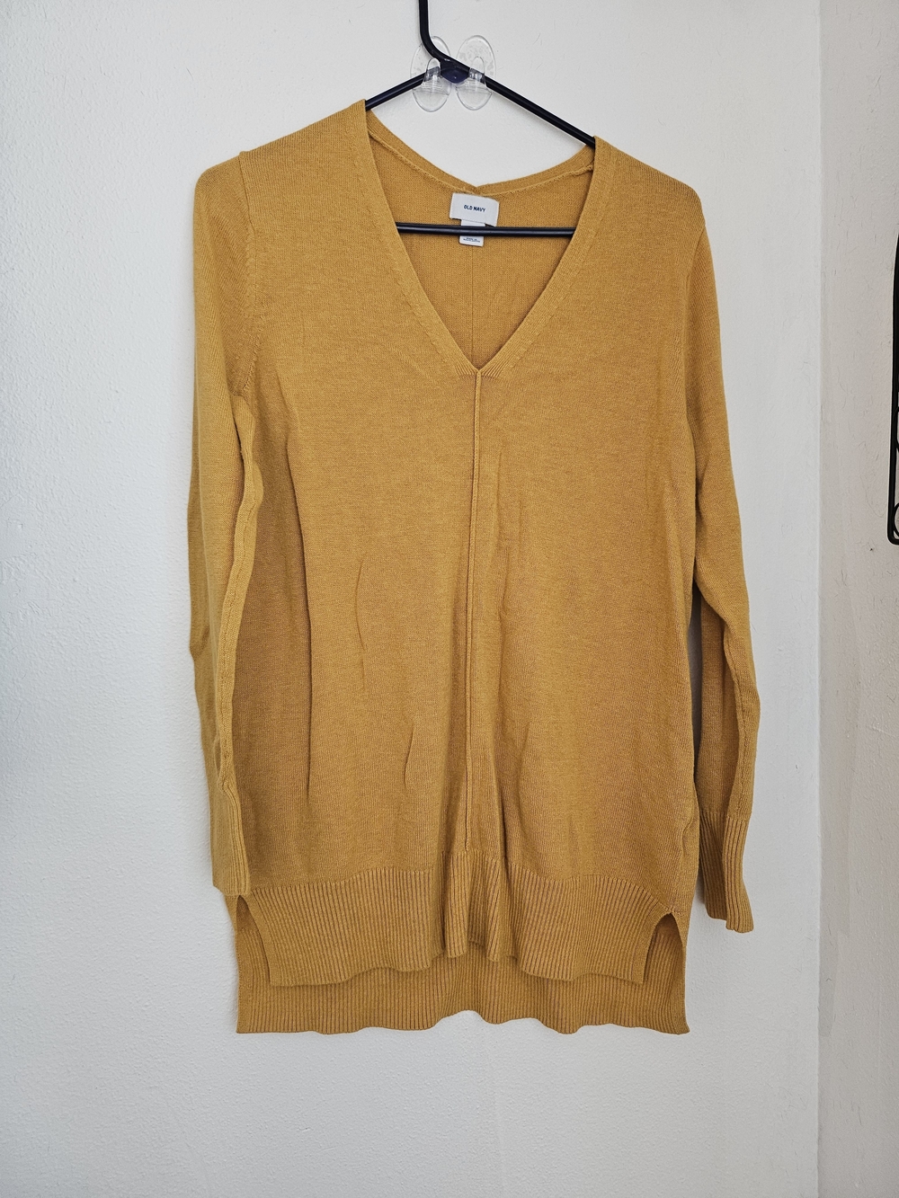 Women's Long V-Neck Soft Light Weight Mustard Sweater . Fall Fashion